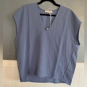 Everlane Japanese GoWeave blue v-neck top, size 8